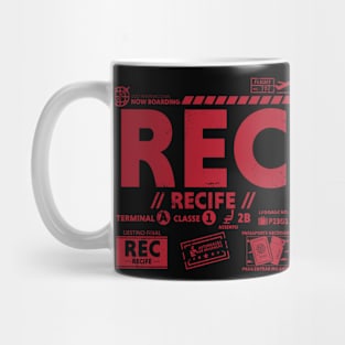 Vintage Recife REC Airport Code Travel Day Retro Travel Tag B Mug